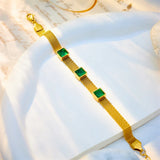 316 Stainless Steel Green Zircon Pendant Bracelet for Women