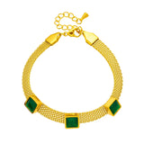 316 Stainless Steel Green Zircon Pendant Bracelet for Women