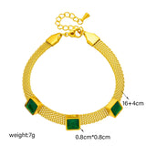 316 Stainless Steel Green Zircon Pendant Bracelet for Women
