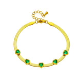 316 Stainless Steel Green Heart Zircon Pendant Bracelet