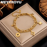 316 Stainless Steel Double Layer Chain Bracelet For Women