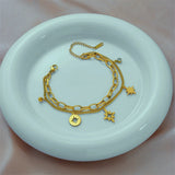 316 Stainless Steel Double Layer Chain Bracelet For Women