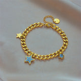 316 Stainless Steel Star Chain Charm Bracelet For Women