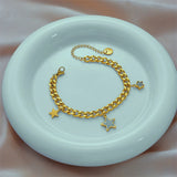 316 Stainless Steel Star Chain Charm Bracelet For Women
