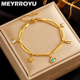 316 SS Vintage Star Eyes Pendant Charm Bracelet Women's Jewelry Party Accessory