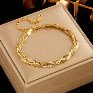 316 Stainless Steel Weaving Bracelet for Women, Elegant Jewelry