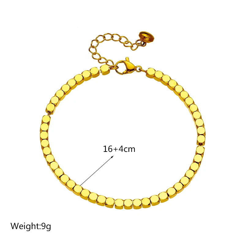 Vintage Geometry Beads Link Chain Charm Bracelet for Women