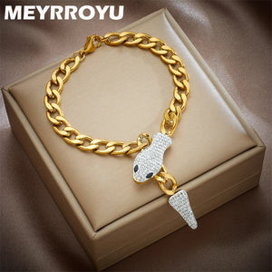 Vintage Punk Snake Zircon Chain Bracelet Men Women Bangle Jewelry Gift