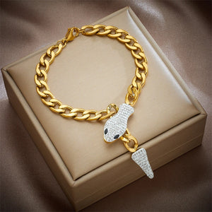 Vintage Punk Snake Zircon Chain Bracelet Men Women Bangle Jewelry Gift