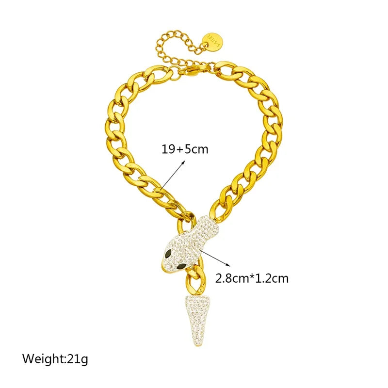 Vintage Punk Snake Zircon Chain Bracelet Men Women Bangle Jewelry Gift