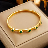 316 Stainless Steel Green Round Zircon Bracelet for Women