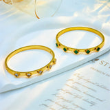 316 Stainless Steel Green Round Zircon Bracelet for Women