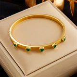 316 Stainless Steel Green Zircon Bracelet For Women