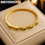 316 Stainless Steel Green Zircon Bracelet For Women