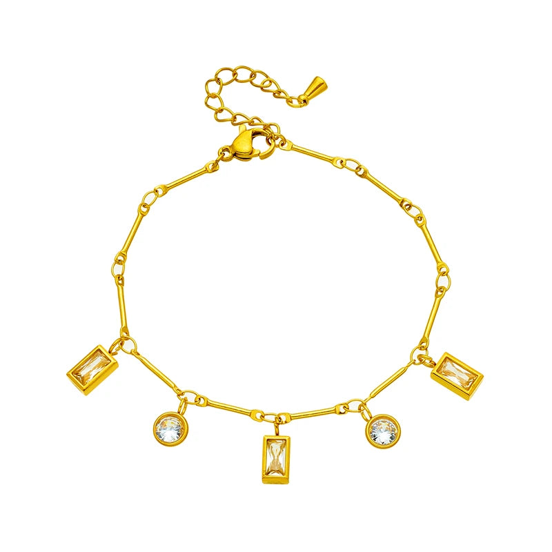Vintage Zircon Pendant Bracelet 316 Stainless Steel Women's Jewelry