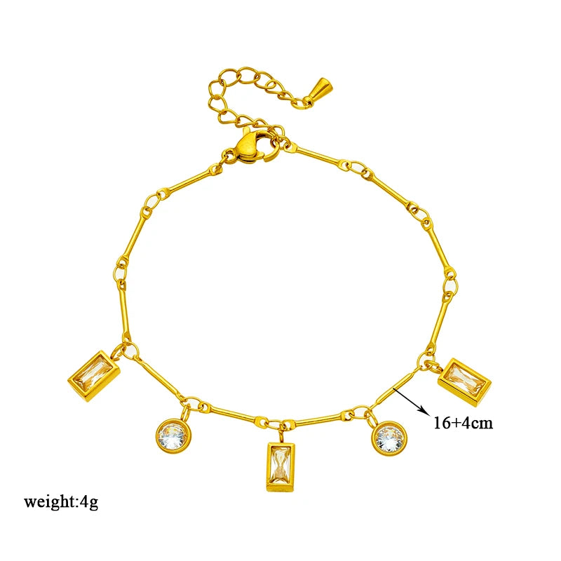 Vintage Zircon Pendant Bracelet 316 Stainless Steel Women's Jewelry