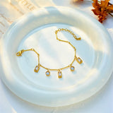 Vintage Zircon Pendant Bracelet 316 Stainless Steel Women's Jewelry