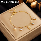 Vintage Zircon Pendant Bracelet 316 Stainless Steel Women's Jewelry