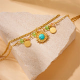 Colorful Beads 2 Layer Bracelet Stone Wrist Chain Jewelry