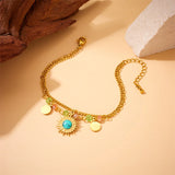 Colorful Beads 2 Layer Bracelet Stone Wrist Chain Jewelry