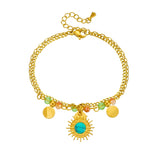 Colorful Beads 2 Layer Bracelet Stone Wrist Chain Jewelry