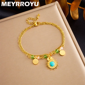 Colorful Beads 2 Layer Bracelet Stone Wrist Chain Jewelry