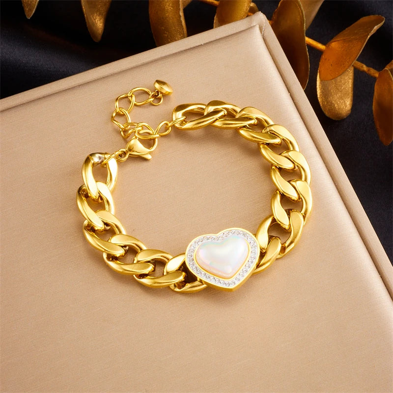 316L Stainless Steel Heart Bracelet For Women Girls Gift