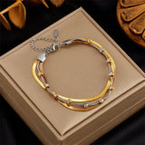 316L Stainless Steel Butterfly Heart Charm Bracelet for Women Girls