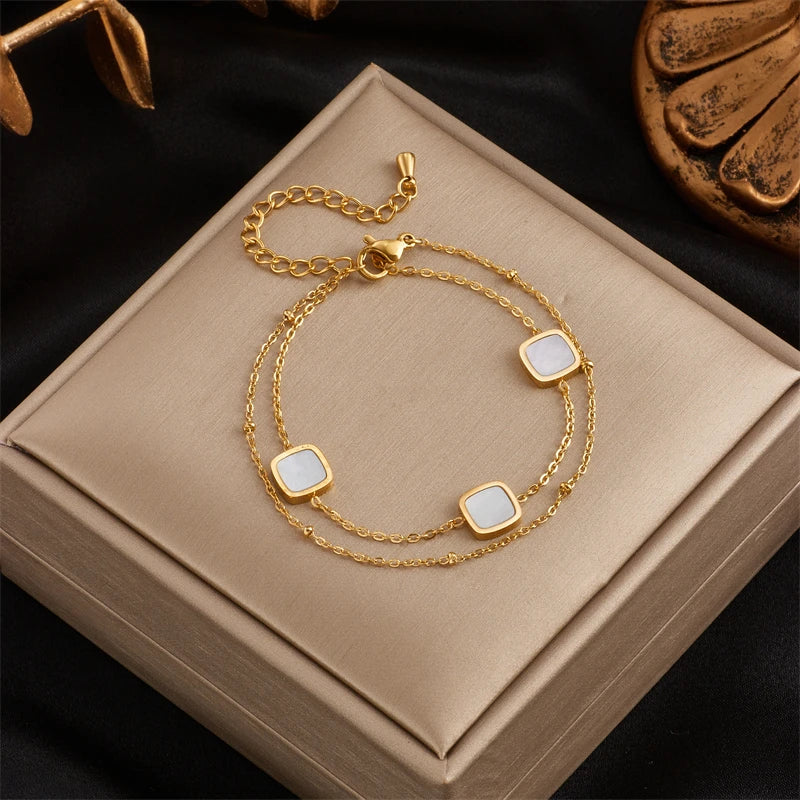 316L Stainless Steel Butterfly Heart Charm Bracelet for Women Girls