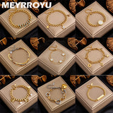 316L Stainless Steel Butterfly Heart Charm Bracelet for Women Girls
