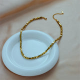 316L Stainless Steel Minimalist Metal Texture Women Collar Choker Necklace