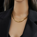 316L Stainless Steel Minimalist Metal Texture Women Collar Choker Necklace