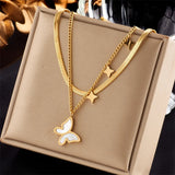 316L Stainless Steel Butterfly Pendant Necklace For Women