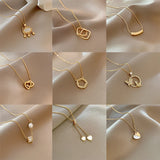 Stainless Steel Heart Pendant Necklace with Imitated Pearl Beads