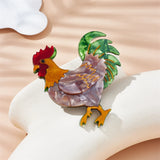 Colored Cock Brooches Women's Stylish Acrylic Material Animal Badge