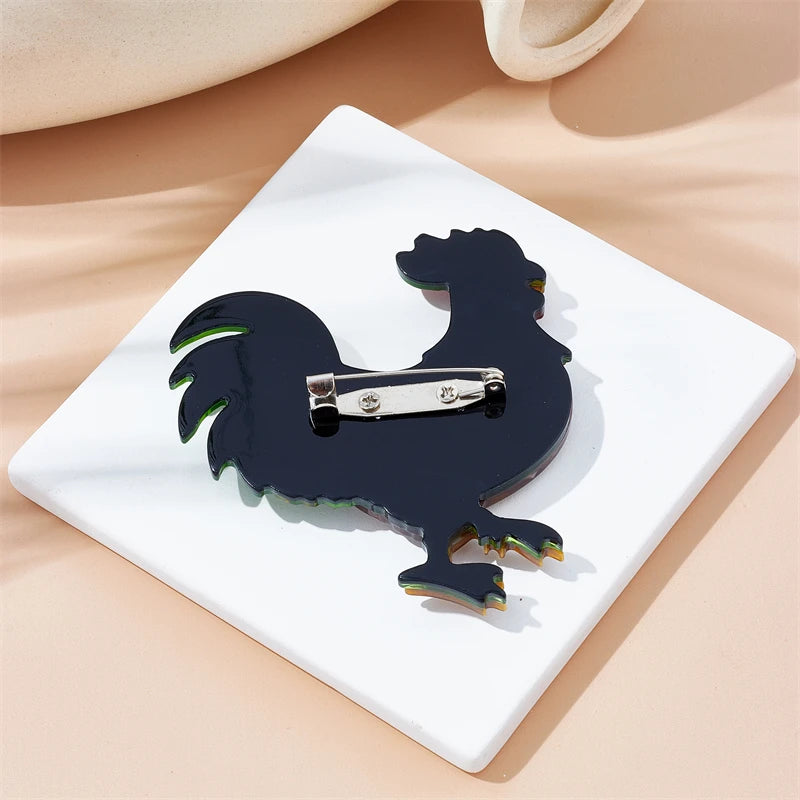 Colored Cock Brooches Women's Stylish Acrylic Material Animal Badge