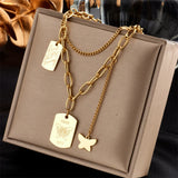 Double Layer Hollow Thick Clavicle Chain Necklace Women Punk Hip-Hop Jewelry