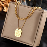 Double Layer Hollow Thick Clavicle Chain Necklace Women Punk Hip-Hop Jewelry
