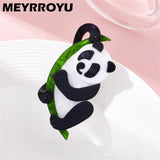 Panda Bamboo Brooch Acrylic Material Sweet Funny Birthday Gift