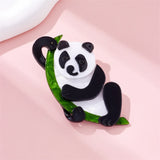 Panda Bamboo Brooch Acrylic Material Sweet Funny Birthday Gift