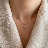 Square Transparent Gemstone Necklace Sweet Romantic Style Wedding Gift