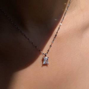 Square Transparent Gemstone Necklace Sweet Romantic Style Wedding Gift