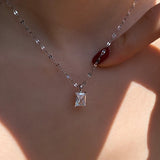 Square Transparent Gemstone Necklace Sweet Romantic Style Wedding Gift