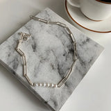 Silver Pearl Clavicle Chain Necklace For Women