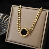 Stainless Steel Chain Acrylic Round Necklaces For Women Party Gift