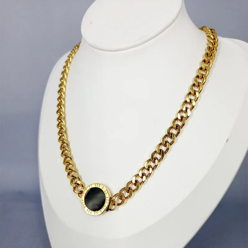 Stainless Steel Chain Acrylic Round Necklaces For Women Party Gift