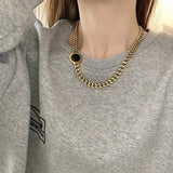 Stainless Steel Chain Acrylic Round Necklaces For Women Party Gift