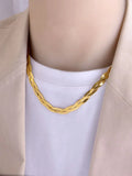 Stainless Steel Flat Blade Snake Chain Necklace For Women