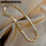 Stainless Steel Flat Blade Snake Chain Necklace For Women