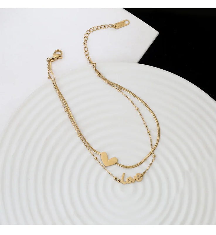 Heart Chain Anklets Love Snake Bone Anklets For Women